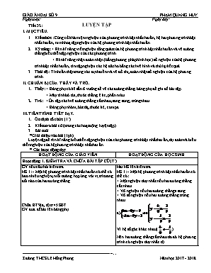 Giáo án Đại số Lớp 9 - Tiết 33 Luyện tập - Năm học 2017-2018 - Phạm Quang Huy
